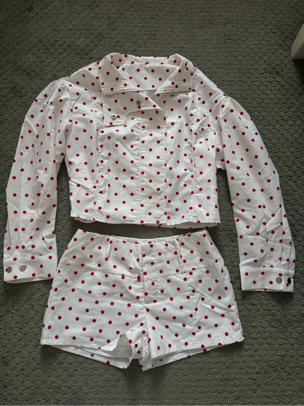 SHEIN White and Red Polka Dot Set